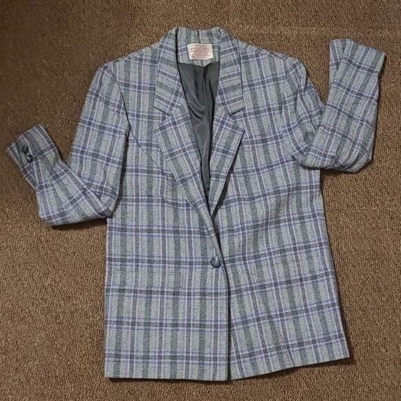 Vintage Pendleton Petite Purple Pink Gray Wool Size 10 Blazer - Picture 1 of 8